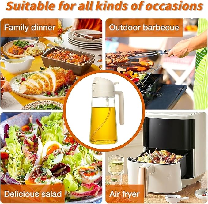 DSGP 2-in-1 Oil Dispenser & Sprayer Bottle | 500ml Leakproof Olive Oil Container for Kitchen |
