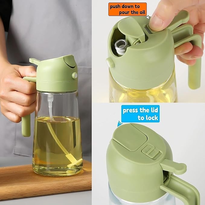 DSGP 2-in-1 Oil Dispenser & Sprayer Bottle | 500ml Leakproof Olive Oil Container for Kitchen |