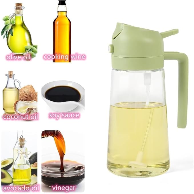 DSGP 2-in-1 Oil Dispenser & Sprayer Bottle | 500ml Leakproof Olive Oil Container for Kitchen |