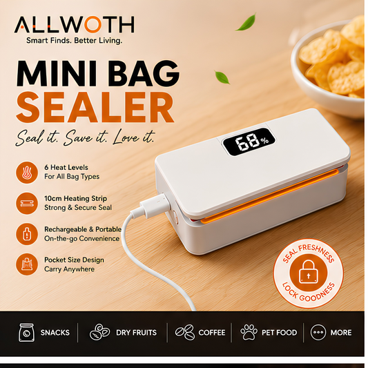 Mini Bag Sealer with Digital Display – USB Rechargeable Food Bag Sealer